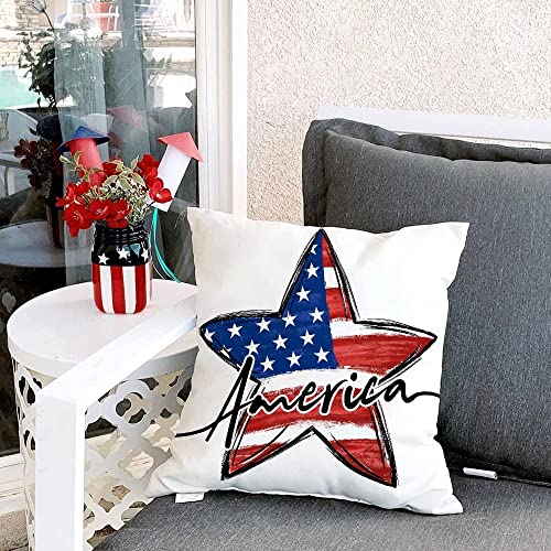 GEEORY 4th of July Pillow Covers - 18x18 Patriotic Decor Set of 4