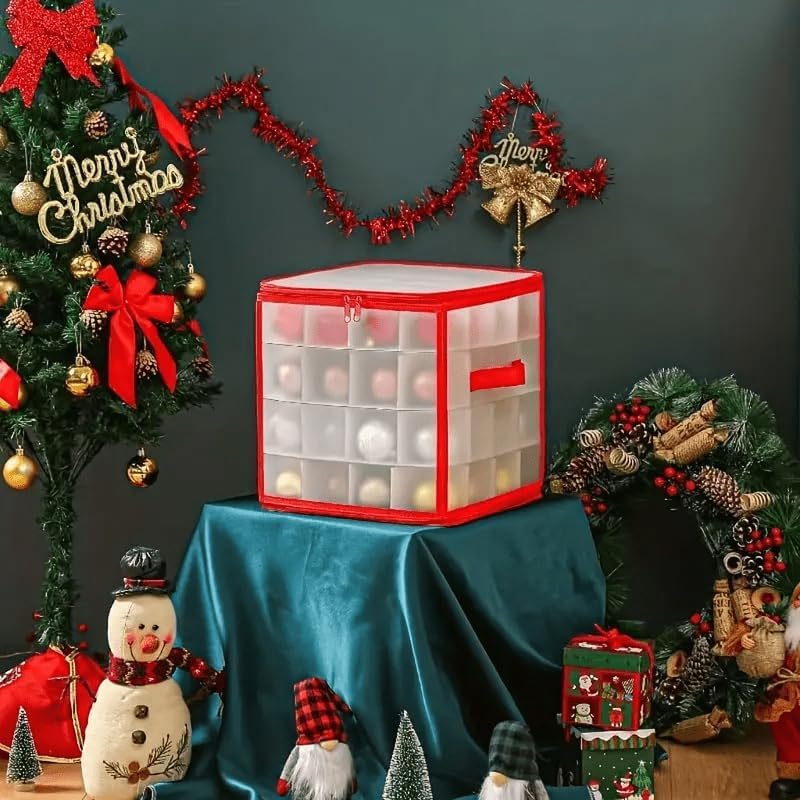 Yubeaahn 64-Ornament Storage Box, 4-Tier Holiday Organizer with Dividers