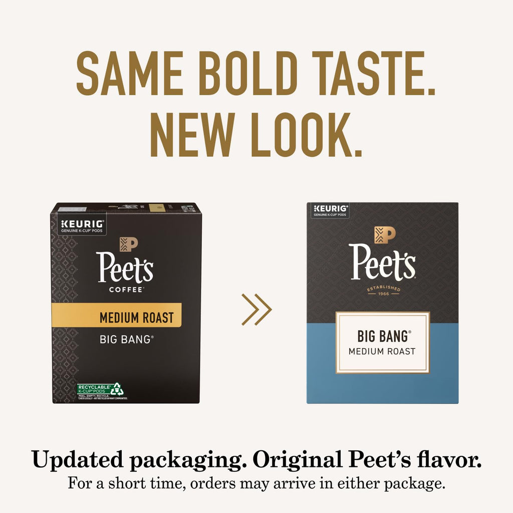 Peet's Coffee Medium Roast K-Cup Pods - 100% Arabica Big Bang Flavor, 88 Count (4 Boxes of 22 Pods)