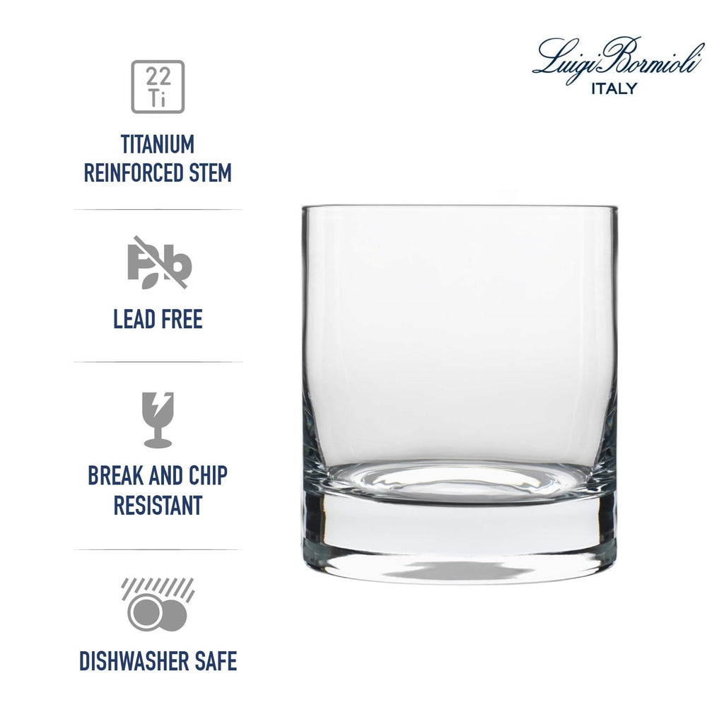 Luigi Bormioli Classico Double Old-Fashioned Glasses - Set of 4, 13.5 Oz. Multipurpose Tumblers for Whiskey, Cocktails - Made in Italy with SON.hyx Lead-Free Durable Crystal - Dishwasher Safe
