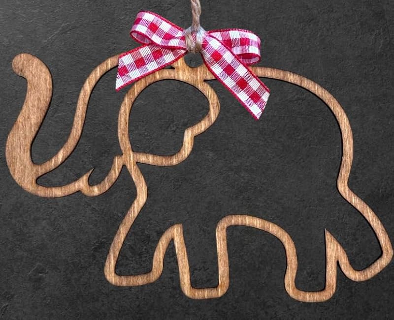 Friendship Elephant Ornament - Handmade Wooden Suncatcher Gift