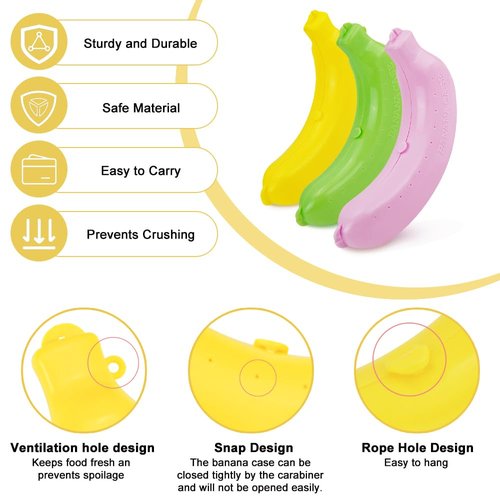 QLFJ-FurDec 3pcs Banana Holder Case, Banana Keeper BPA-Free Outdoor Travel Case, Banana Container Outdoor Travel, Fruit Cover for Picnic, Hiking