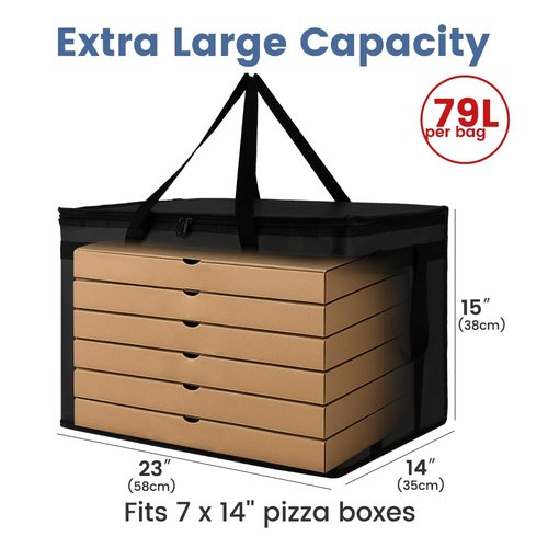 Cooler Insulated Food Delivery Bag & Drink Carrier with Hard Bottom, XXX-Large Pizza Bags for Commercial Food Delivery, Grocery Catering Travel Thermal Frozen Carrier, Cold Warmer Accessories