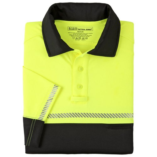 5.11 Tactical Men’s Bike Security Patrol Short Sleeve Polo Shirts with Reflective Striping, High Visibility, High Vis Yellow, XX-Large, Style 71322