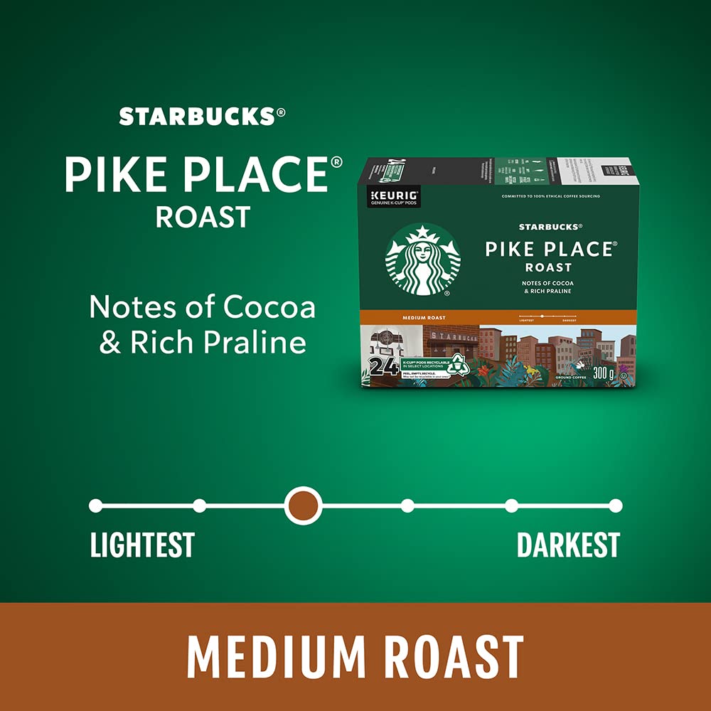 Starbucks® Pike Place Single-Serve Coffee K-Cup® - Rich Flavor, Carton of 24 Pods