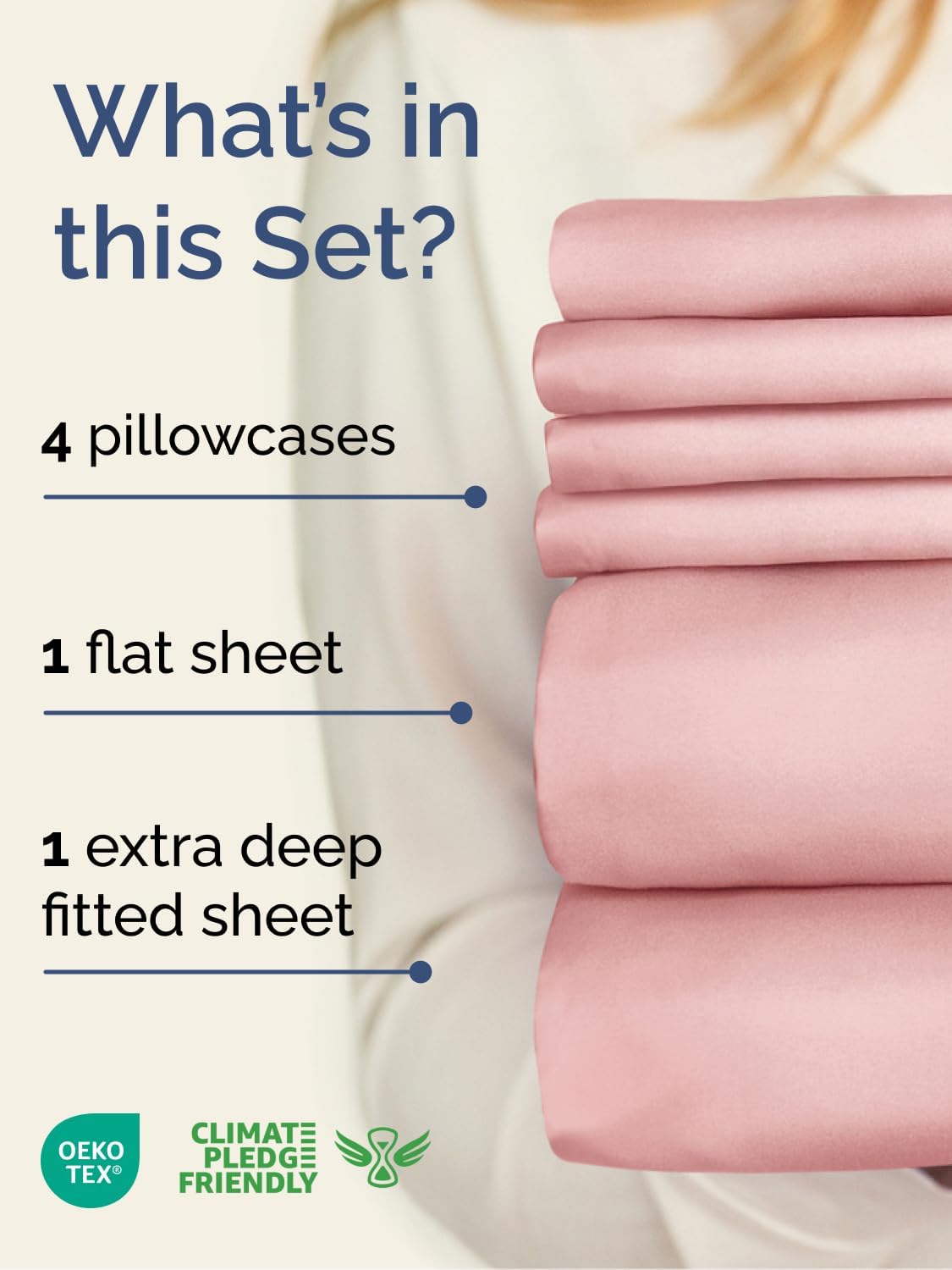 Skiennix Extra Deep King Sheet Set - 6 Piece Breathable Cooling Bedding - Soft, Wrinkle-Free Baby Pink
