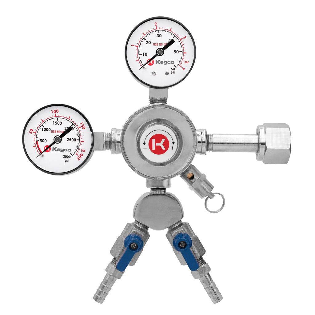 Kegco KC LH-542-2 Dual Product Premium Pro Series Dual Gauge Co2 Beer Regulator, Chrome