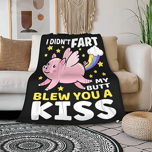 Funny Pig Blanket Twin Size 60x80 Inches Soft Flannel Throw for Kids Adults Gift