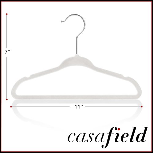 Casafield 50 Velvet Baby Hangers - Soft Ivory for Infant & Toddler Clothes - 11" Size