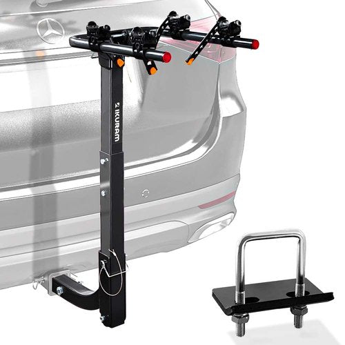 2 Bike Rack Bicycle Carrier Racks Hitch Mount Double Foldable Rack for Cars Truck SUV Fits 2" Hitch Receiver, Including Anti-Rattle Hitch Tightener
