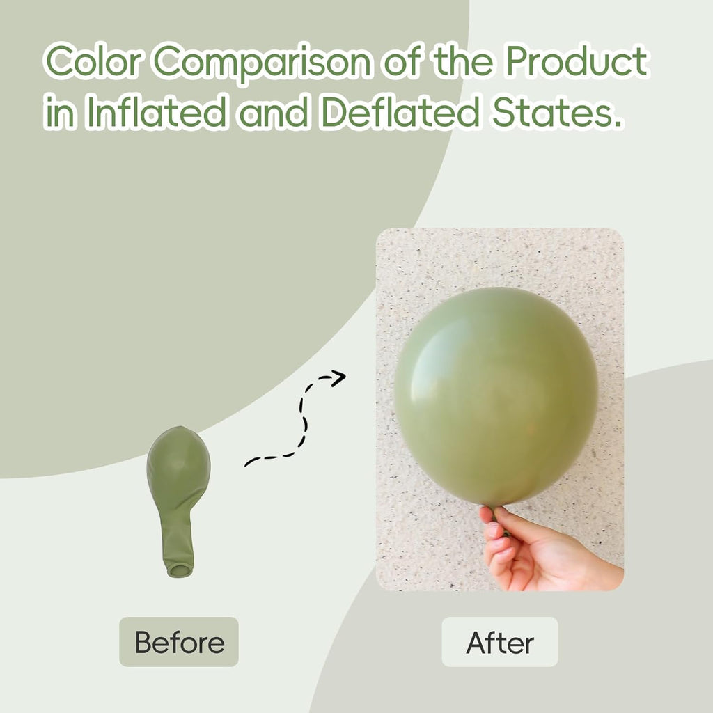 Sage Green Balloons - 12 Inch Dusty Green Party Balloons | 50pcs for Weddings & Celebrations