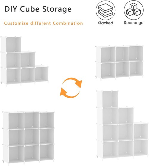 AWTATOS Cube Storage Organizer - 6 Stackable White Storage Cubes for Closet & Home Use