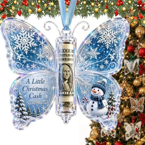 Christmas Cash Gift Holder Butterfly Money Ornament - Snowman Variation