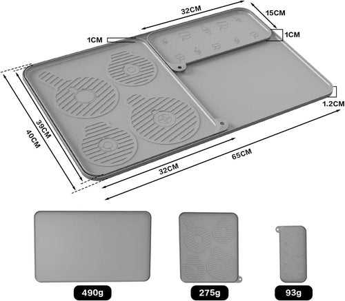 Creami Ninja Swirl Sliding Pad - Silicone Countertop Mat with Drainage Groove | 25" x 15" (Black)