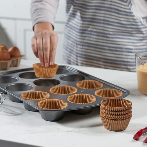 Gusto Kraft Cupcake Liners - 500Pcs Food Grade & Grease-Proof Baking Cups for Muffins & More