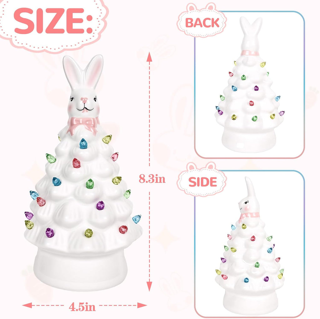 Skiennix Easter Decorations - Adorable Ceramic Bunny Tree Night Light for Kids' Rooms | Perfect Home Decor