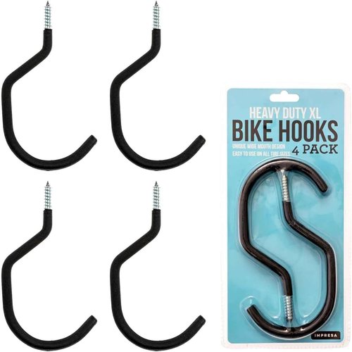 IMPRESA Bike Hooks for Garage Ceiling - Heavy Duty 100 Lbs Capacity, 7 x 4 in - Galvanized Steel & Non-Marring Finish