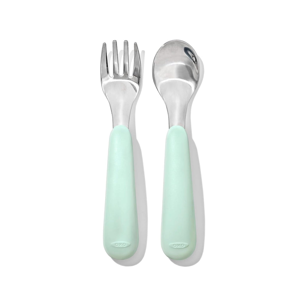 OXO Tot Fork and Spoon Set - On-The-Go Convenience for Easy Mealtime | Opal Color
