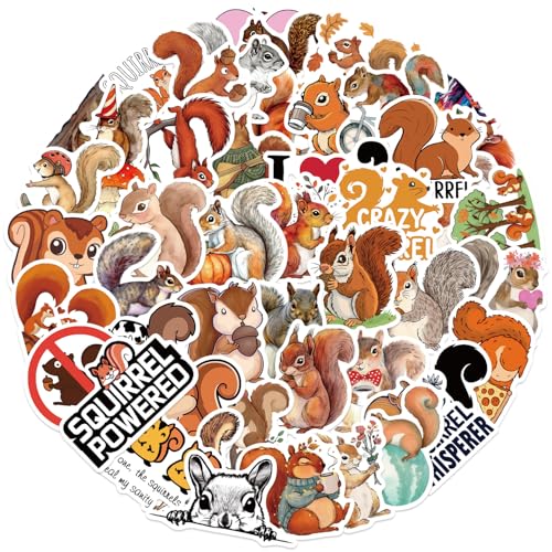 50 Pack Cute Red Squirrel Wall Decals for Kids' Rooms