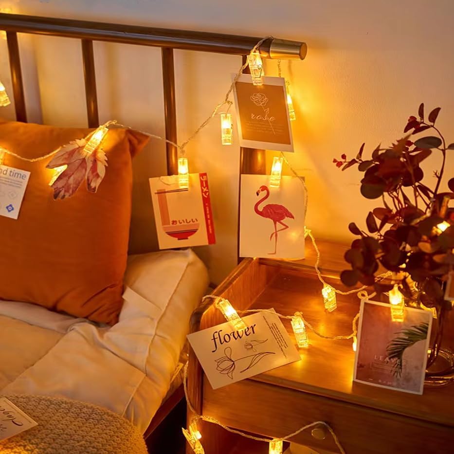 Skiennix 20 LED Photo Clip Starry Lights - Remote-Controlled Fairy Twinkle Lights for Home Decor | Perfect for Christmas, Halloween, and Weddings