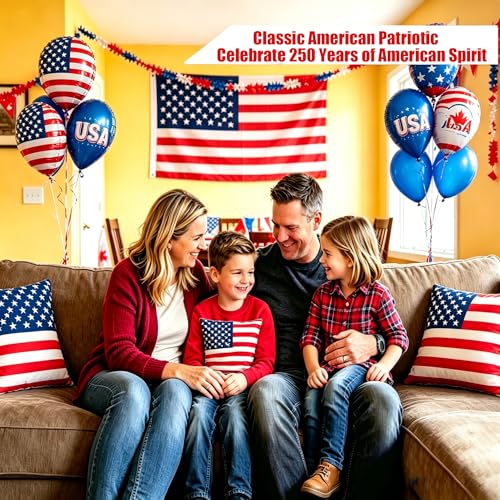 Patriotic USA Flag Throw Pillow Cover 18x18 - 2026 Soccer Decor (2 Pack)