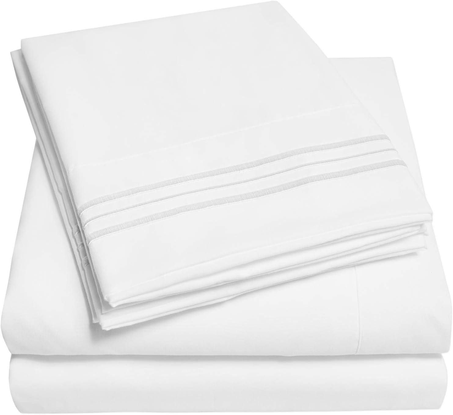Skiennix Queen Sheet Set - Luxury White Hotel-Quality Bed Sheets with Extra Soft Pillowcases | Deep Pocket Design