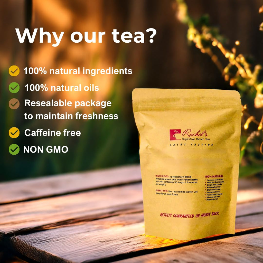 Rachel's Tea: Turmeric, Wild Yam, Ginger, Marshmallow, Chamomile, Peppermint, Fennel, Slippery Elm: 30 bags, 60 cups: Rachel's Pro 100 Probiotic, 100 Billion/10 probiotic strains, Acid Resistant