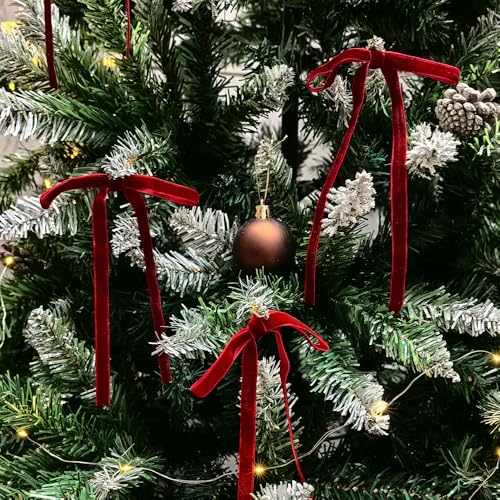 Burgundy Velvet Christmas Tree Bow Decorations - 12 Pack