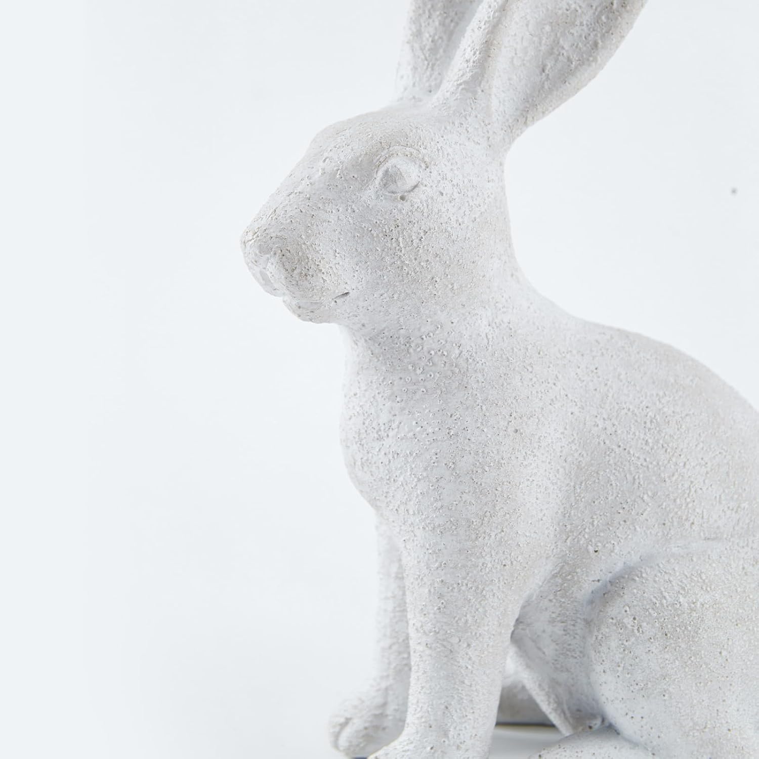 Skiennix White Frosted Resin Bunny Figurines - Set of 2 Decorative Rabbit Statues for Easter Home Decor