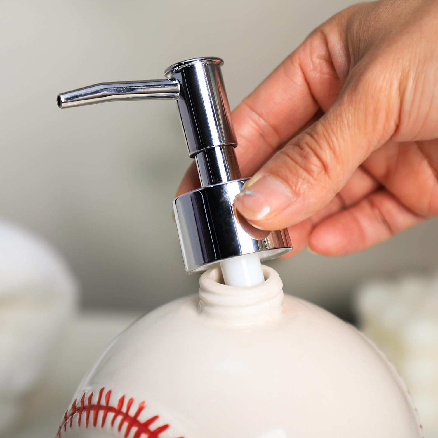 Colias Wing Baseball Shape Soap Dispenser, Plastic Pump, Refillable Lotion Soap Bottle, Lotion Bottle, Hand Soap Dispenser