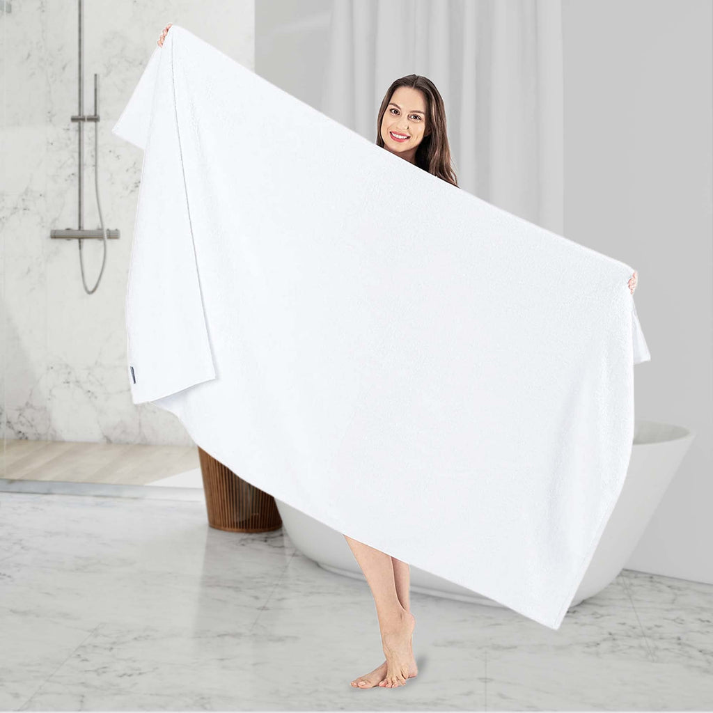 NINE WEST Oversized Luxury Terry Bath Sheet, Soft & Plush 40x80 Inch Extra Large Jumbo Bath Towels, 100% Turkish Cotton (White)