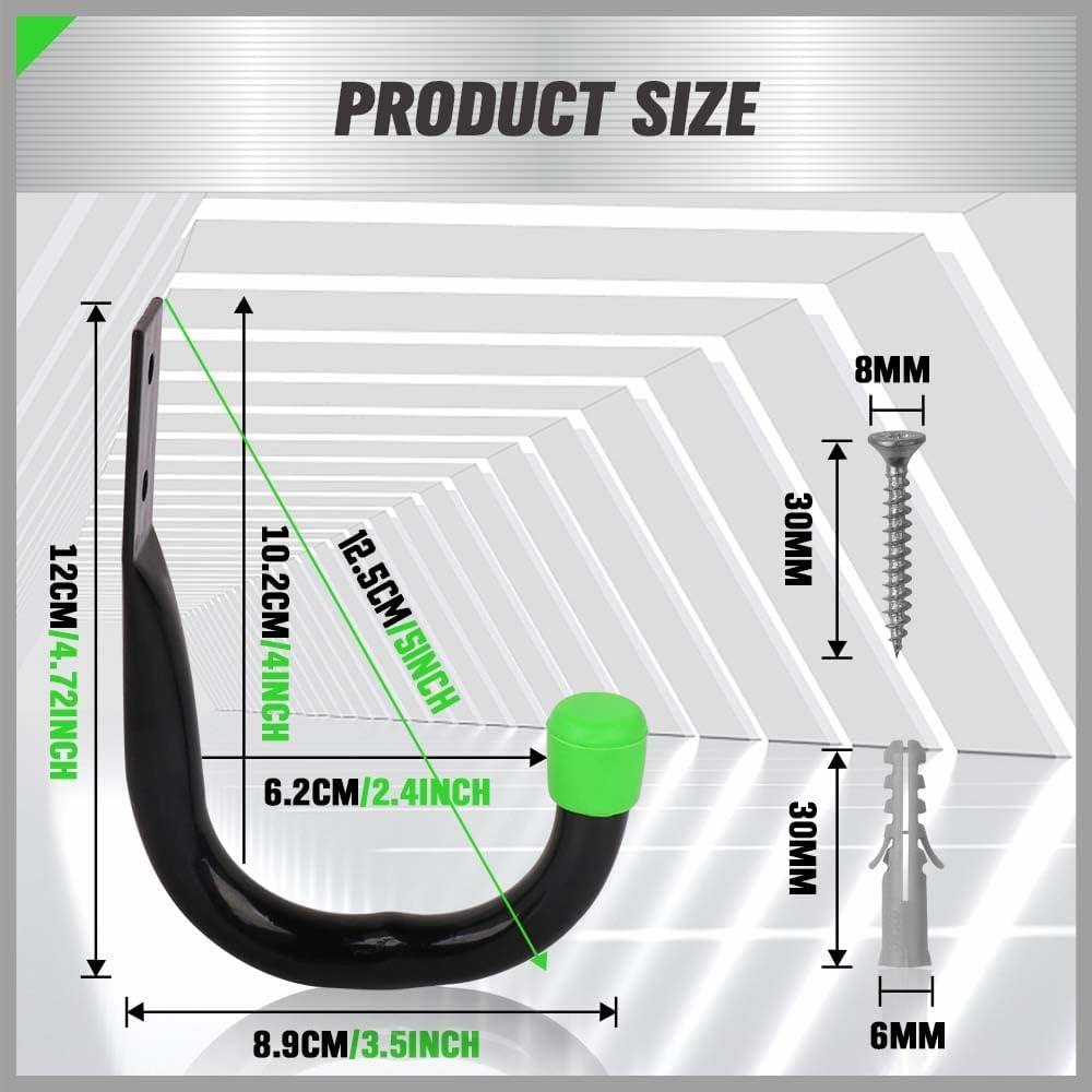 SWANLAKE Heavy Duty Garage Storage Hooks - 12 Black Utility Hooks for Wall Organization