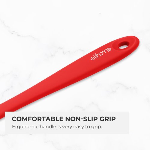 Elihome Mini Silicone Spoonula - Non-Stick Heat Resistant Silicone Scraper Spatula for Mixing, Serving, Scraping, Stirring, and More, 8.75 Inch, Red