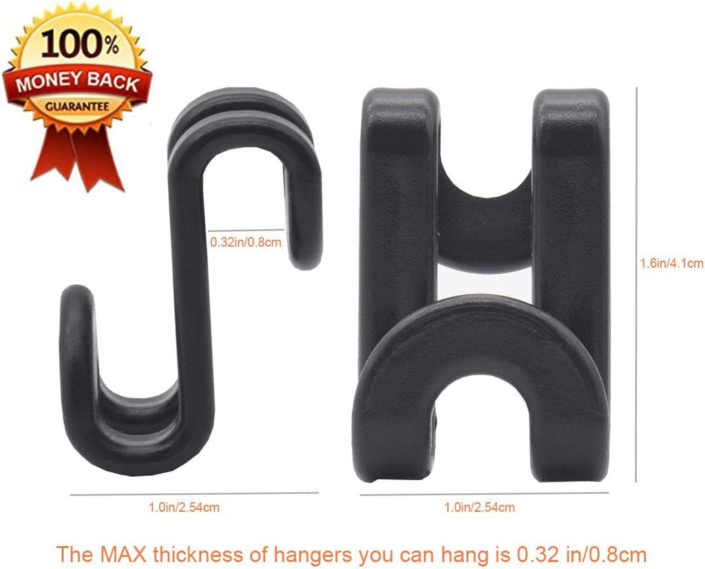 Skiennix Clothes Hanger Connector Hooks - 60 Pcs for Velvet & Wooden Hangers | Heavy-Duty, Space-Saving (Black)