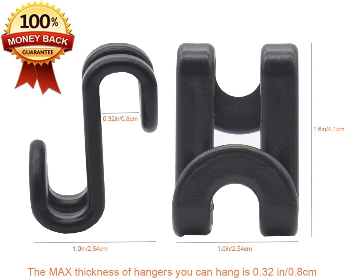 Skiennix Clothes Hanger Connector Hooks - 60 Pcs for Velvet & Wooden Hangers | Heavy-Duty, Space-Saving (Black)