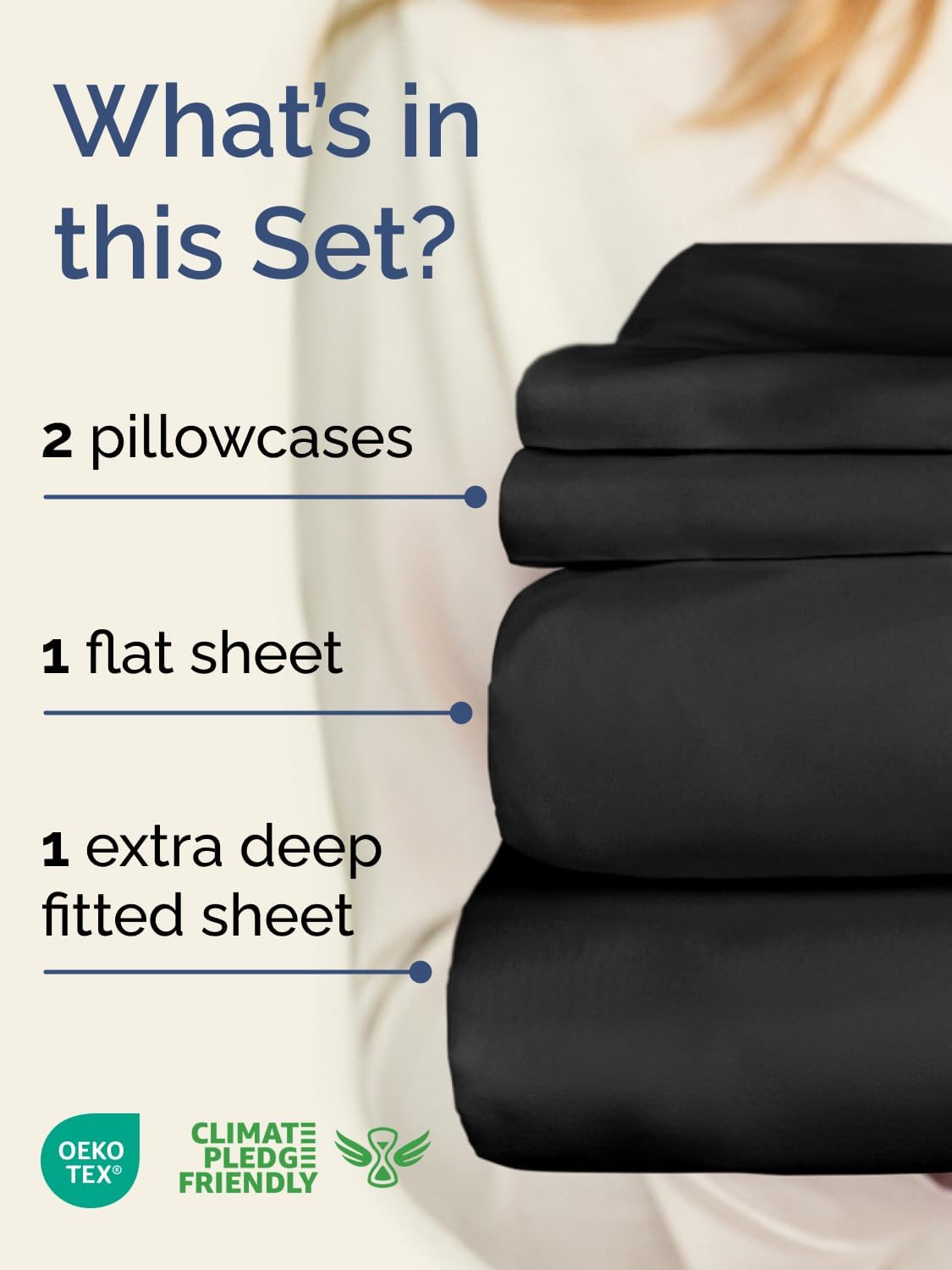 Skiennix Extra Deep Twin Sheet Set - 4-Piece Breathable Cooling Bedding - Soft, Wrinkle-Free Black Sheets