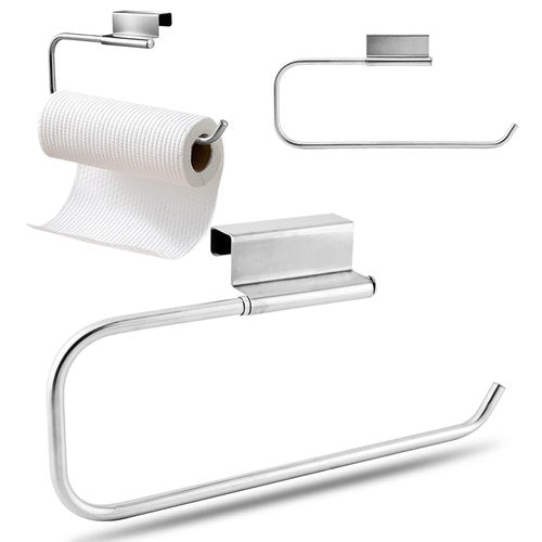 Cabinet Door Paper Towel Holder 12.4 Inches No Drill Paper Towel Holder Under Sink Stand Mounted Stainless Steel Paper-Dispenser for Kitchen Bathroom Craft Laundry Room