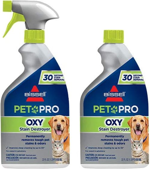 Bissell PET PRO OXY Stain Destroyer - Powerful Carpet & Upholstery Cleaner | 22 oz, 2 Pack