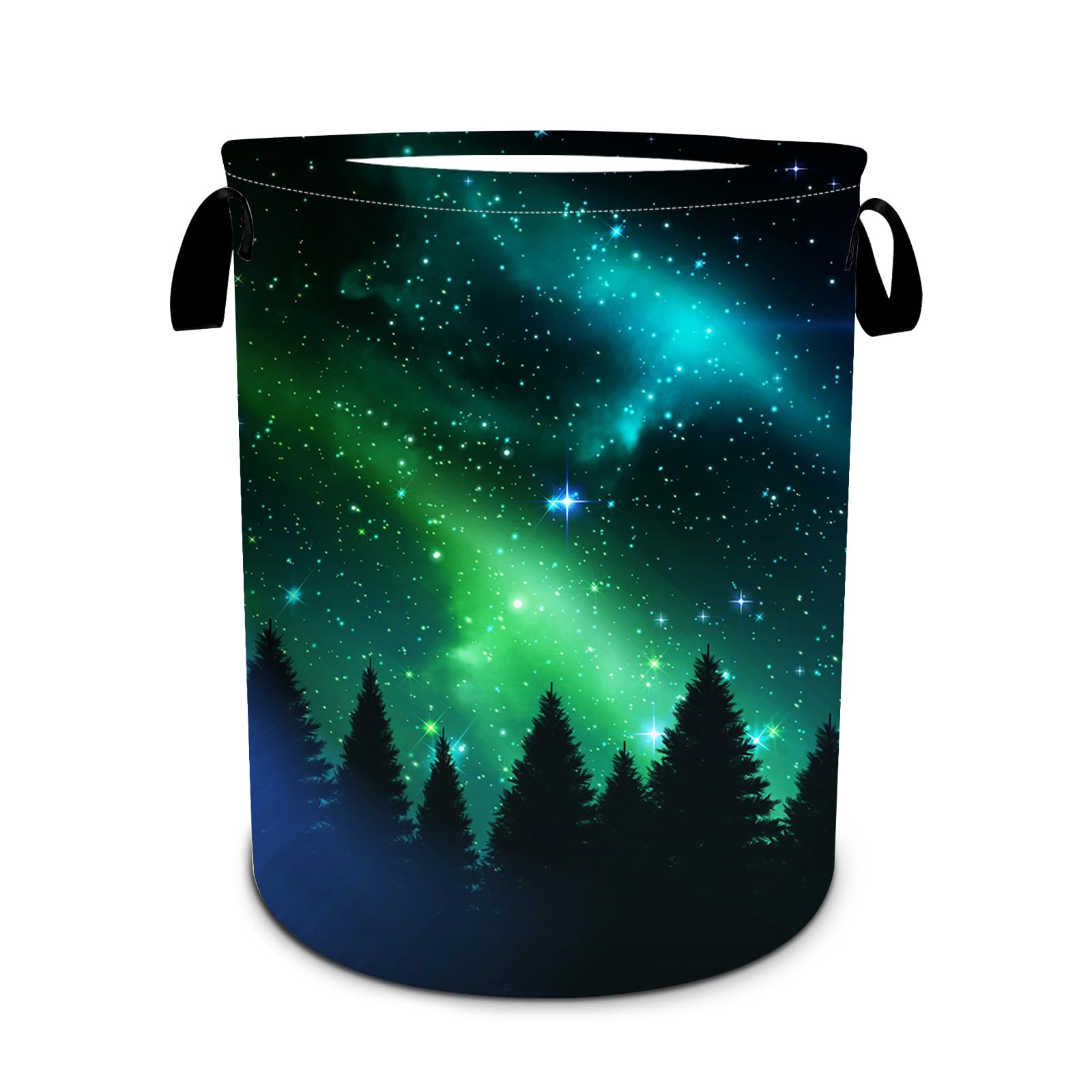 Starry Sky Forest Laundry Basket Foldable Laundry Hamper Tote Bag Storage Bucket Toy Organizer For Bathroom/Laundry/Bedroom（19.6x15.7inch）