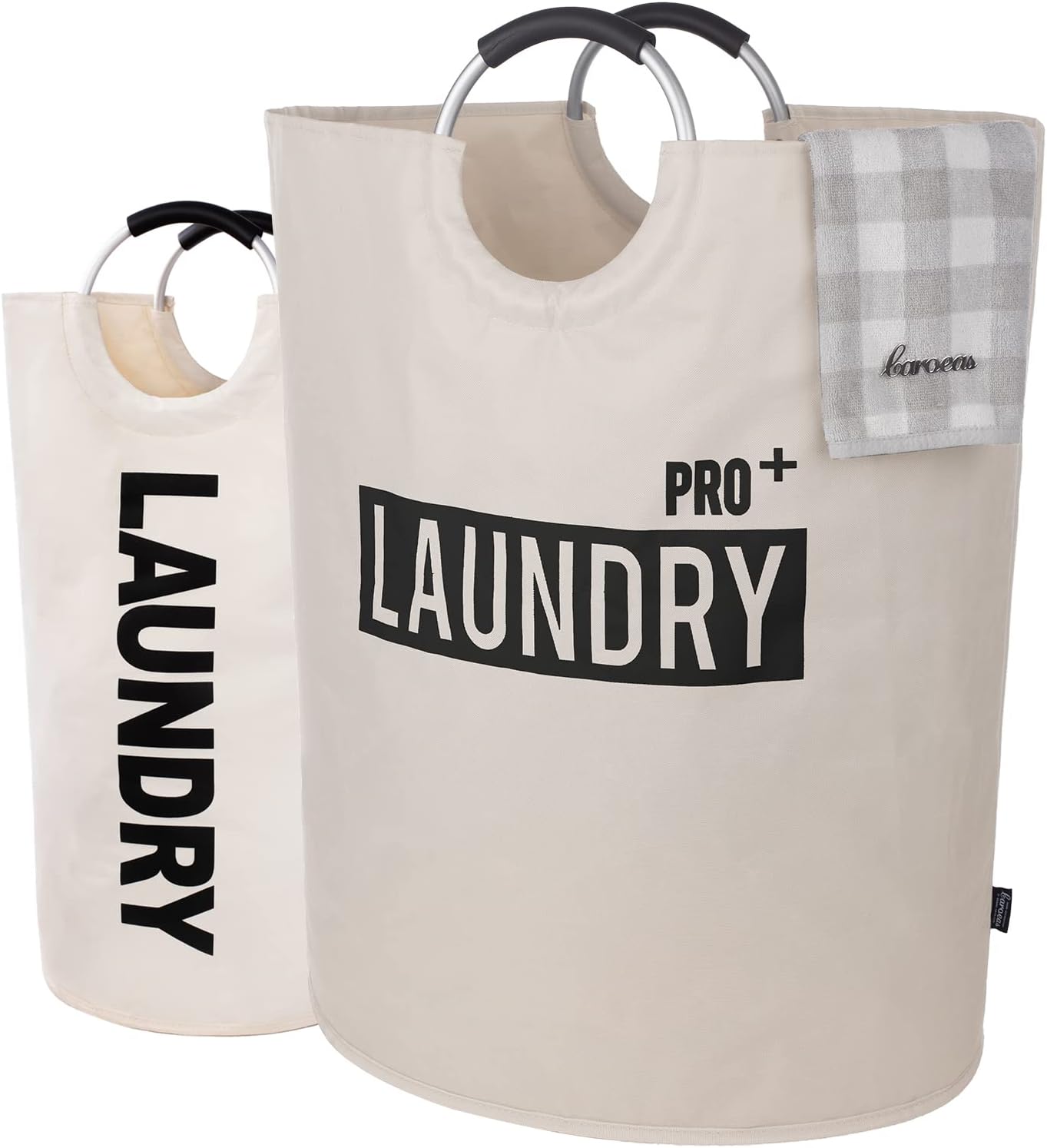 Caroeas Super Large 150L Laundry Basket - Waterproof & Collapsible Hamper with Padded Handles | Beige