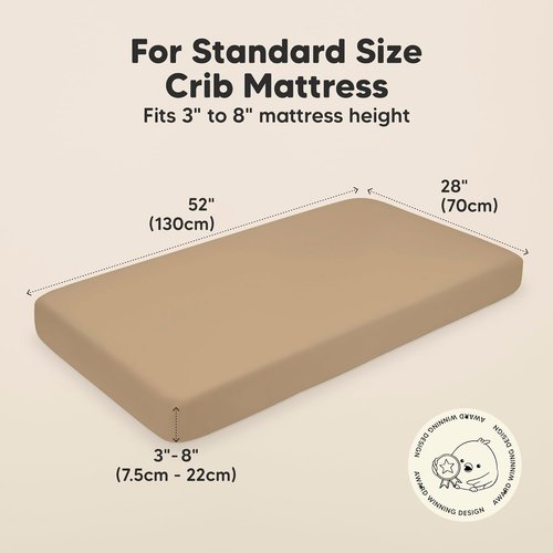 KeaBabies Organic Crib Sheets - 2-Pack Fitted Jersey Cotton for Boys & Girls | Soft & Breathable (Pecan, 52x28)