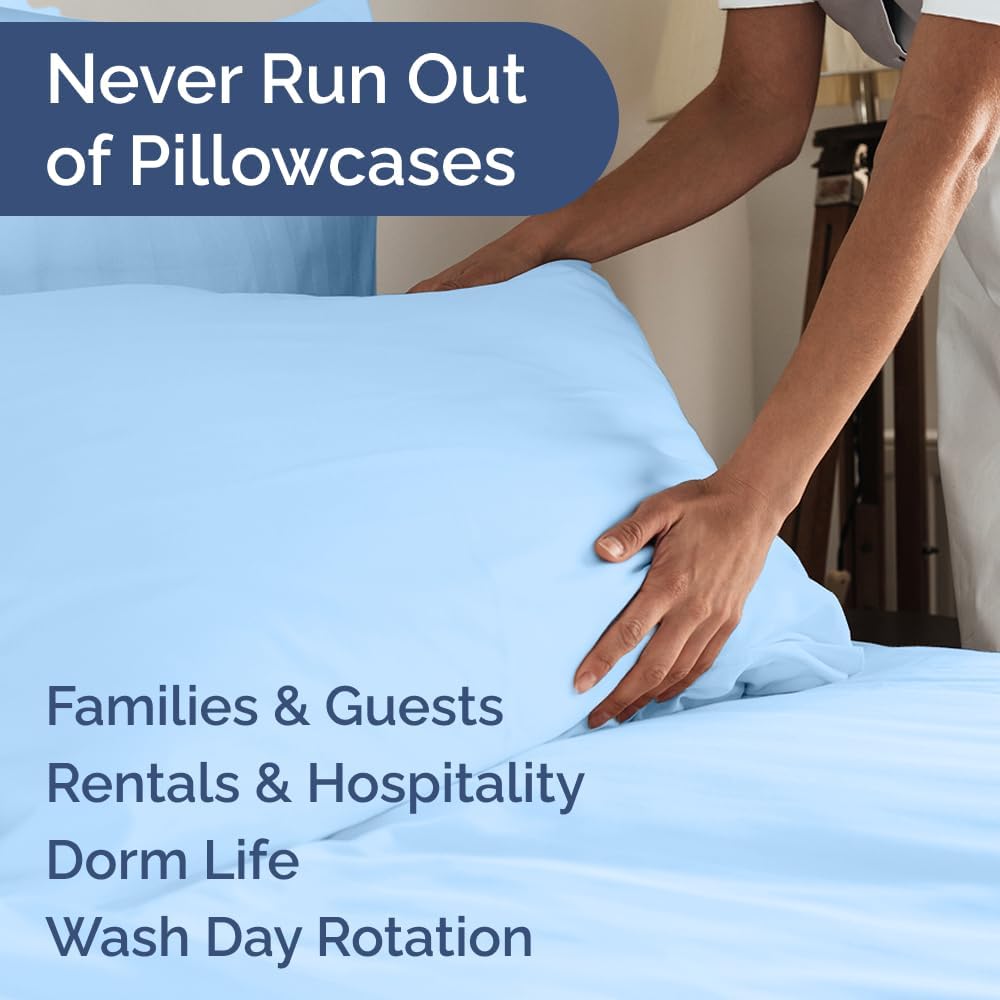 Skiennix Queen Pillow Cases Set of 10 | Ultra Soft Hotel Quality & Wrinkle-Free - Light Blue