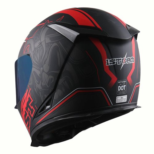 1STORM Motorcycle Full Face Helmet Skull King Matt Red+ One Extra Clear Shield, Size Large (57-58 cm,22.4/22.8 Inch)