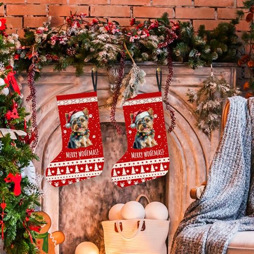 Yorkshire Terrier Christmas Stocking Dog Gift with Hanging Rope - Festive Holiday Decor