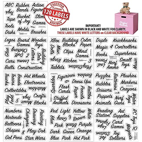 120 Preprinted Playroom Organization Labels - Toy & Craft Storage