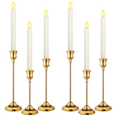 Candlestick Holders 6 PCS Metal Taper Candle Holders, KSWING Gold Candle Stick Holders Set, Perfect for Table Centerpiece Mantel Party Wedding Christmas Home Decor, Set of 6
