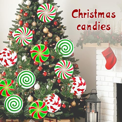 Large Indoor Christmas Candy Lollipop Ornaments - Set of 12