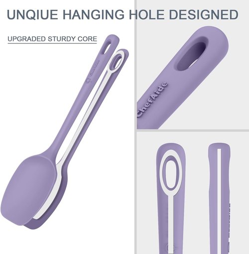 ChefAide Silicone Spatula Set - 5 Pieces, Ergonomic Grip, Heat Resistant Up to 600°F for Nonstick Cookware