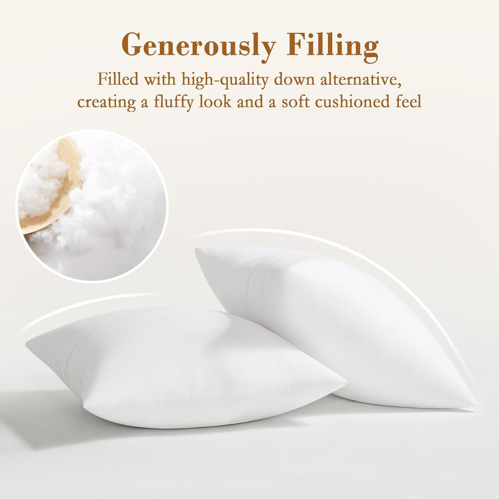 Puredown® Pillow Inserts - Fluffy Down Alternative Square Sham Stuffers | Set of 2, 18x18 Inches