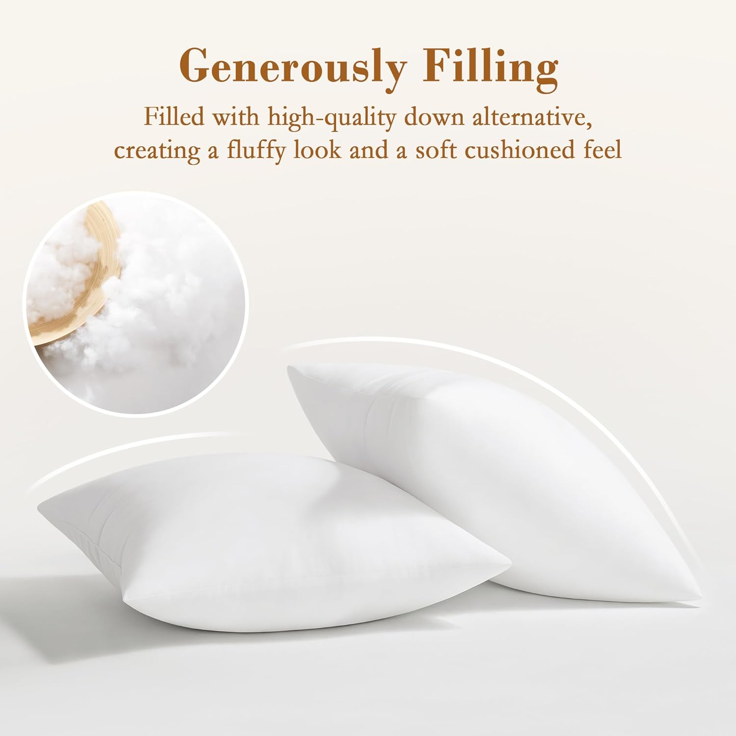 Puredown® Pillow Inserts - Fluffy Down Alternative Square Sham Stuffers | Set of 2, 18x18 Inches